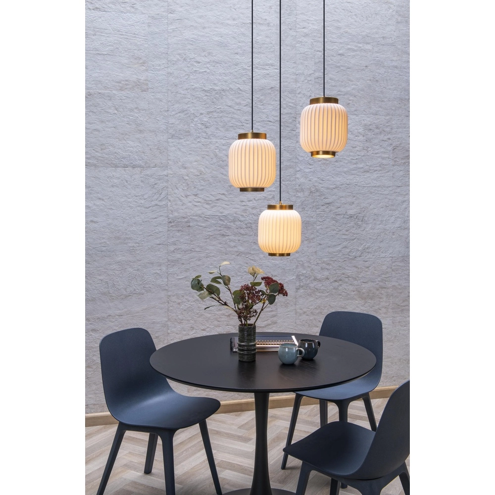 Design pendant lamp Gosse 3-light gold with white Lucide 5411212134189