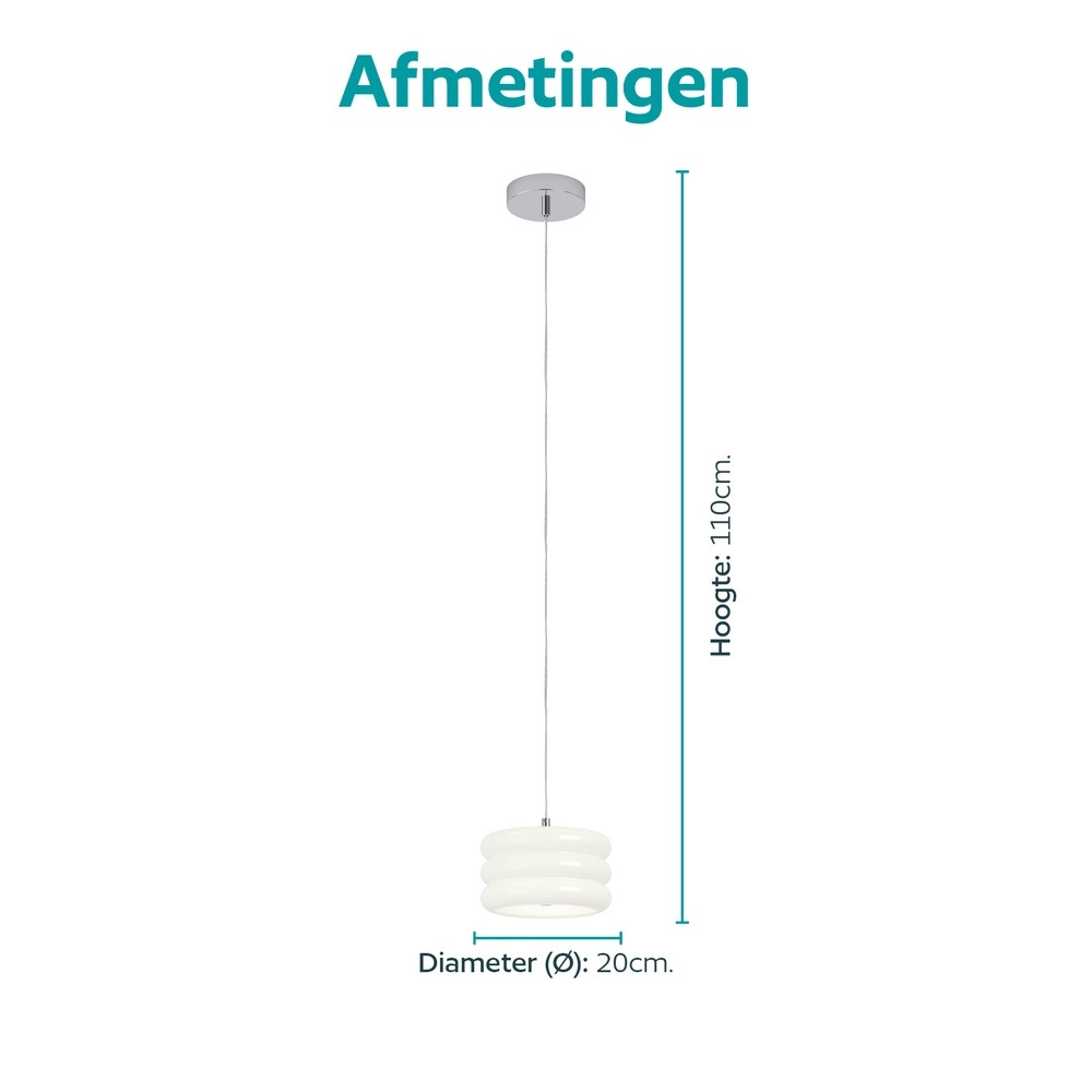 Design pendant lamp Tortora chrome with white Ø 20cm