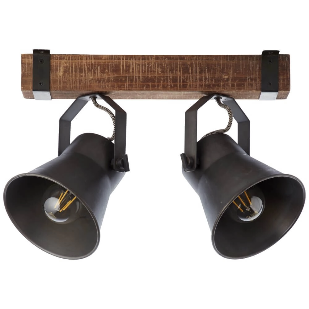 2-light ceiling lamp Decca black with brown Brilliant 4004353361449