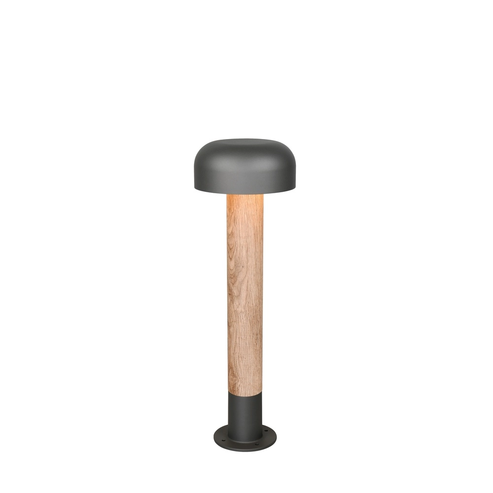 Garden lamp Fraser grey with wood 54cm