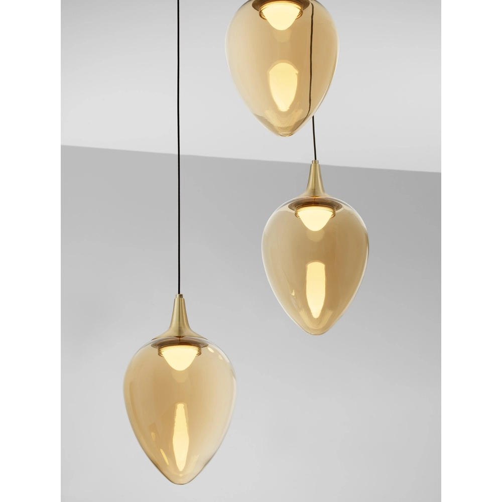 Pendant lamp Nali 3-light amber glass