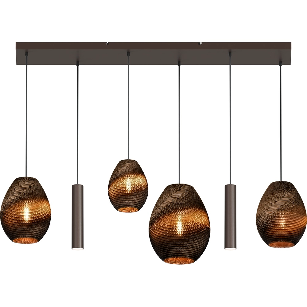 6-light pendant lamp Carta Trendy Think-paper cap cocoa