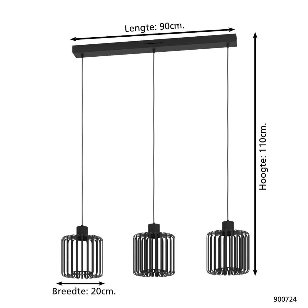 Pendant lamp Ginestrone-Z 3-light design black Eglo 9008606274857