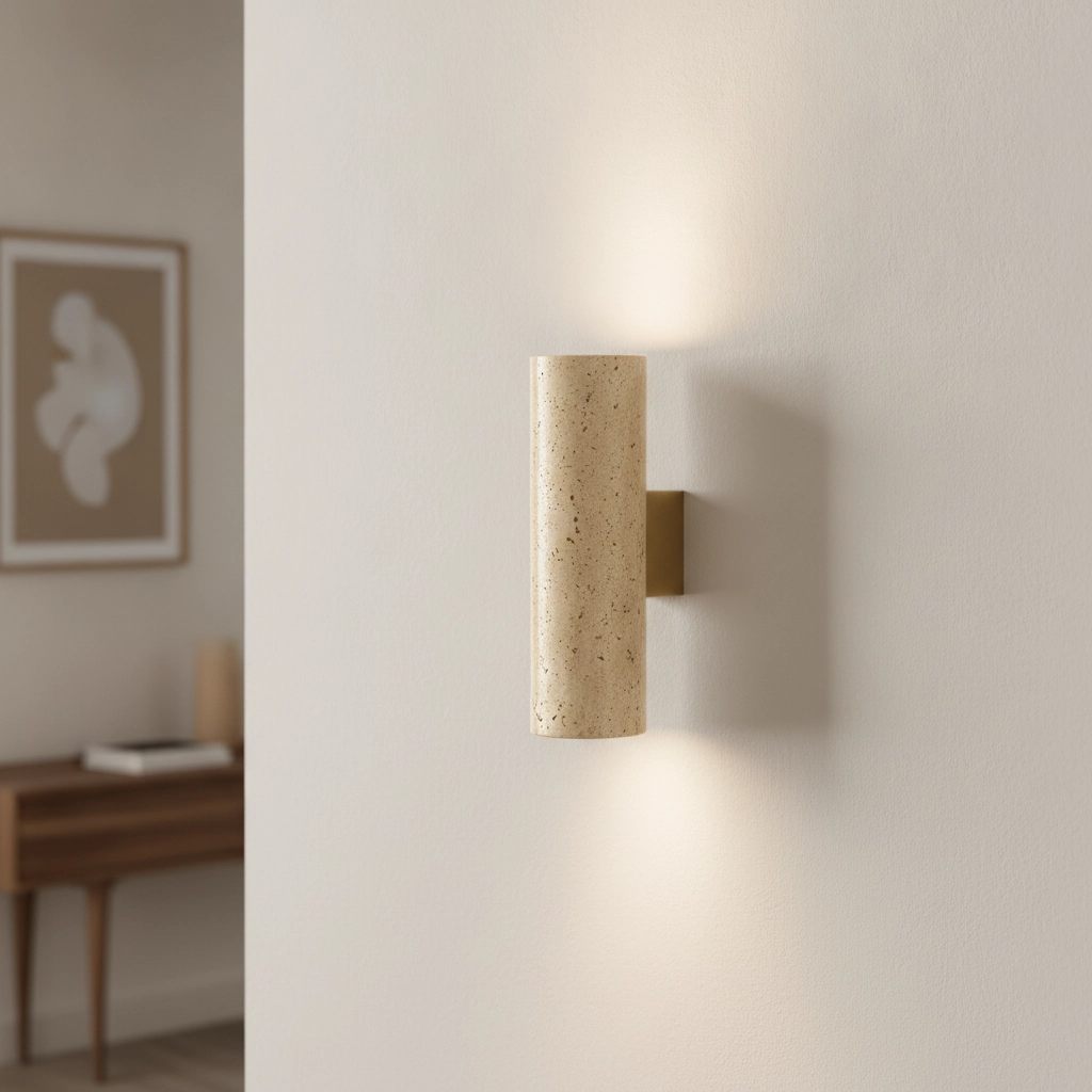 Design wall lamp Olvio sand brown travertine