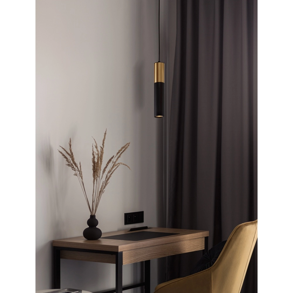 Pendant lamp Pongo M single 30cm gold with black Lyora 5212017430342