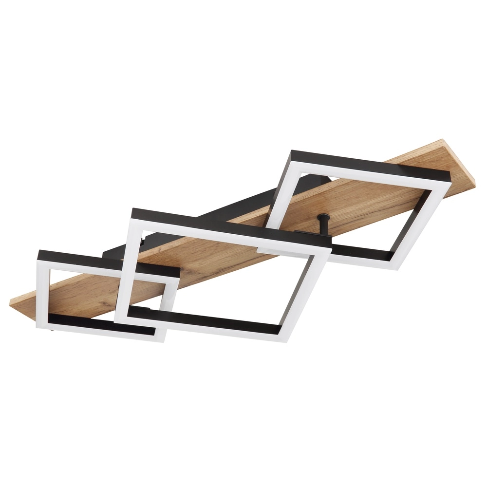 Ceiling lamp Beatrix 61cm squares black with wood Globo 9007371445394
