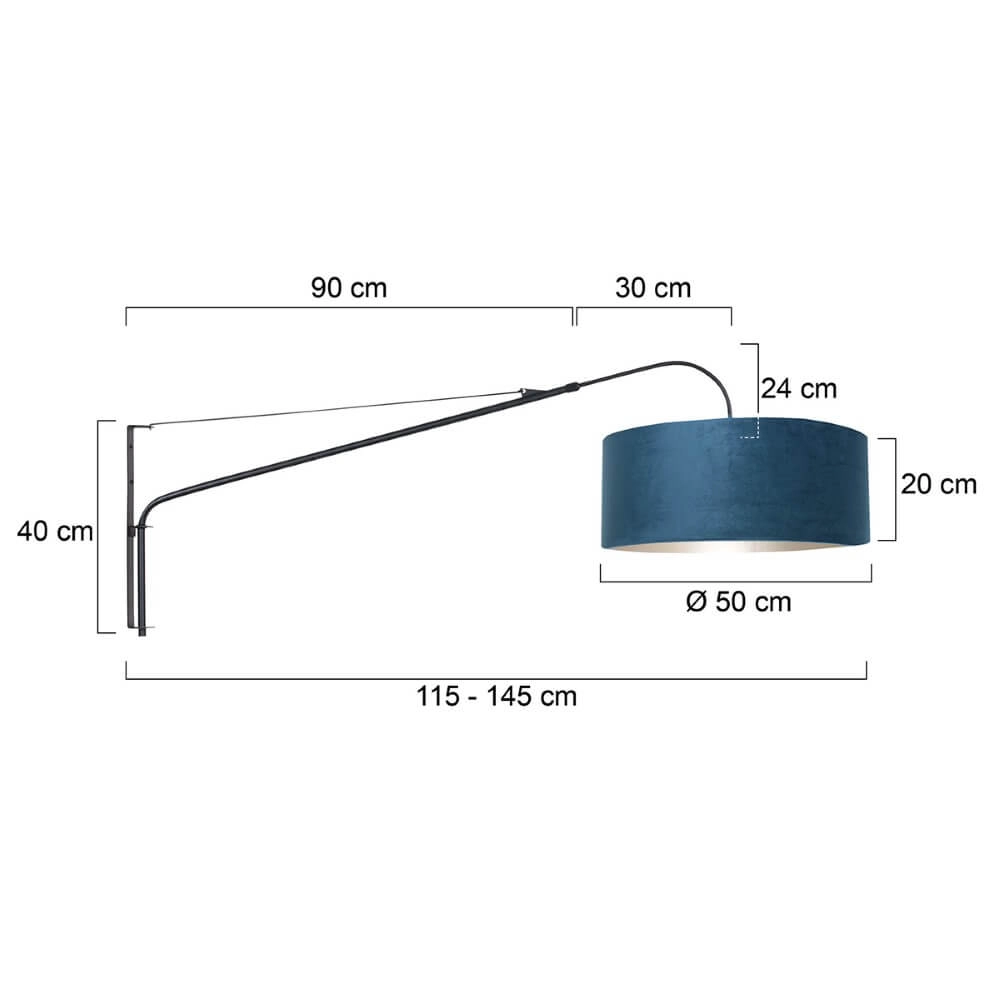 Adjustable wall lamp Elegant Classy black with blue Steinhauer 8712746147322