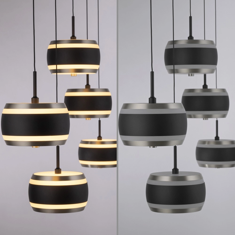 5L dining table pendant lamp Pure Falling Rings black pearl Paul Neuhaus 4012248396575