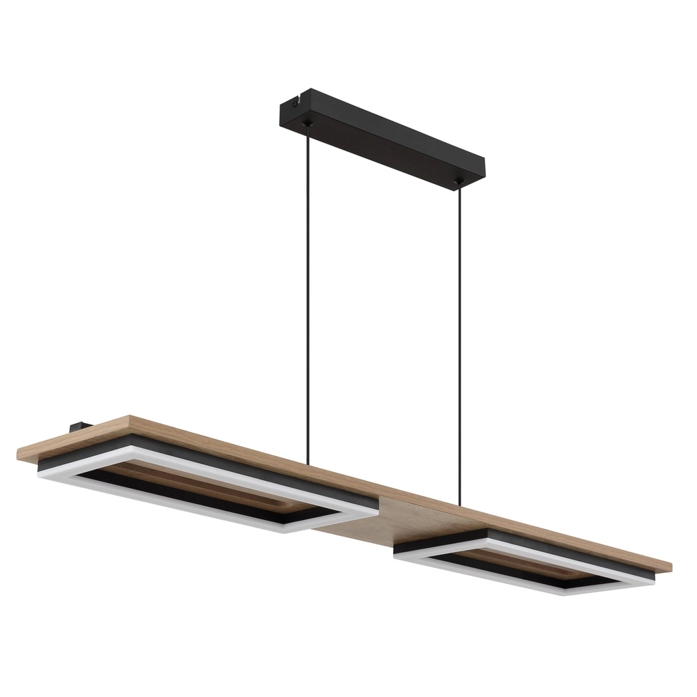 Design ceiling lamp Bruce black with wood Globo 9007371592111