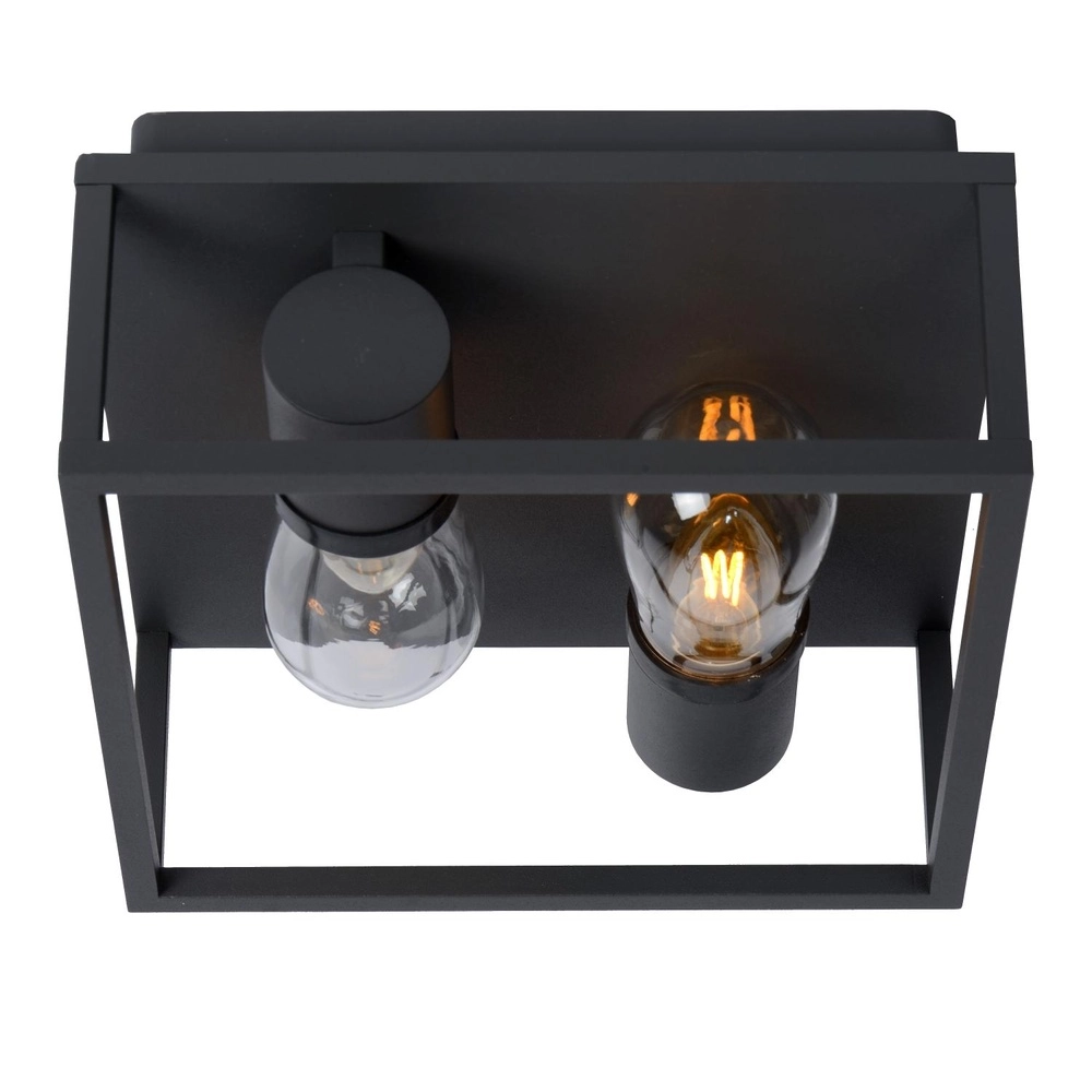 Black wall lamp Carlyn 2-light bathroom IP54 Lucide 5411212271709