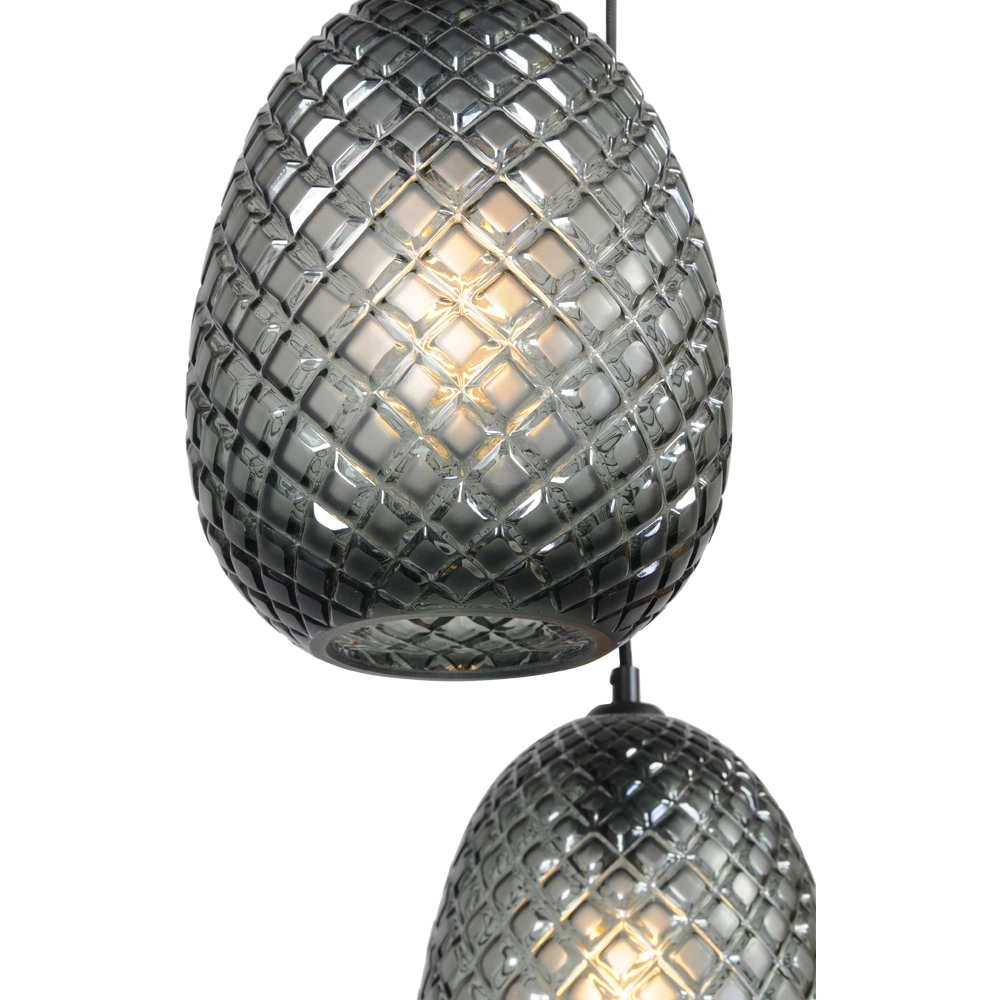 Black hanging lamp Pineapple 6-light with smoked glass Masterlight 8718121209920