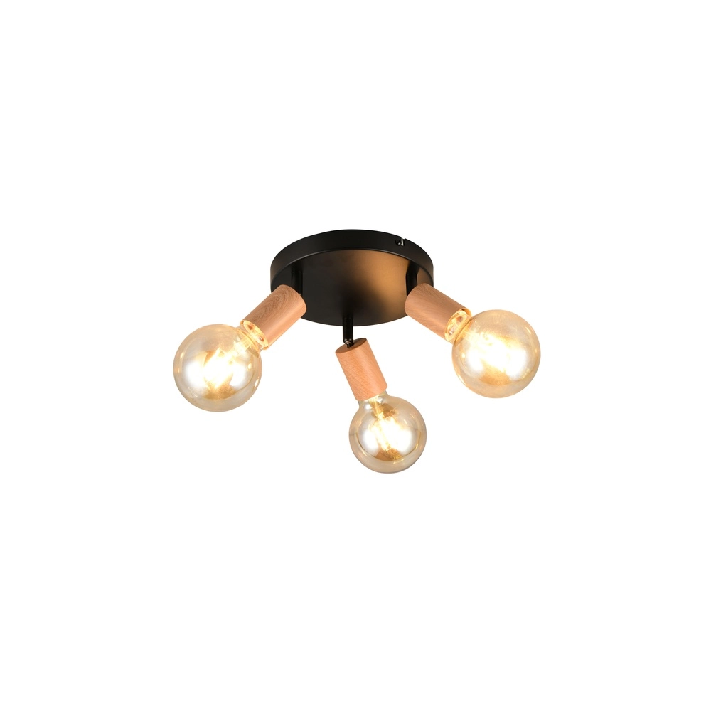 Ceiling lamp Lamego 3-light black with wood Trio 4017807672039