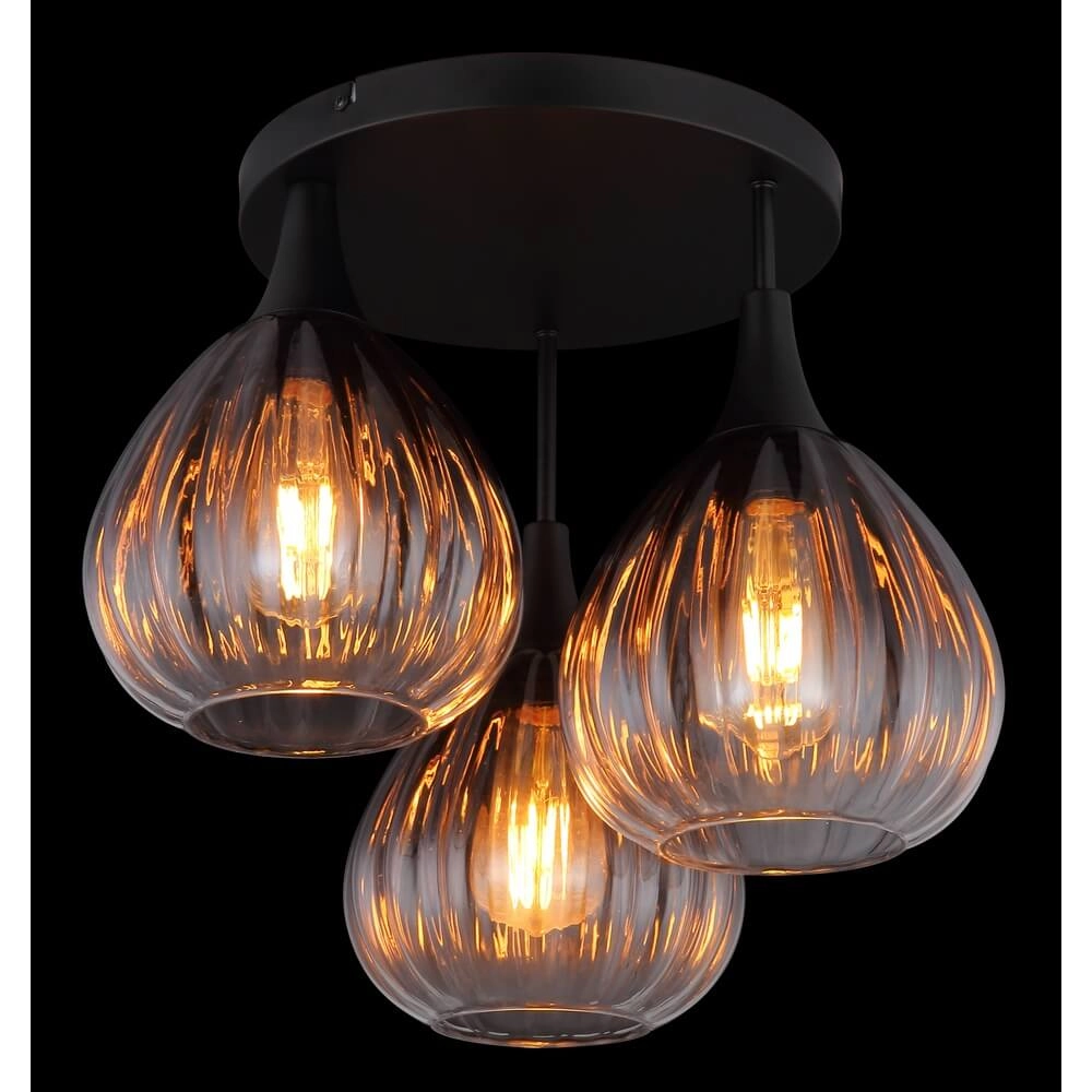 Black ceiling lamp Olsen 3-light Globo 9007371453801
