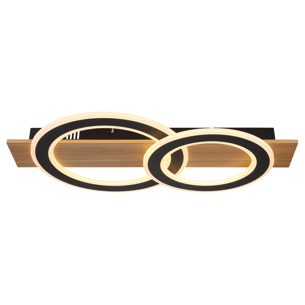 Design ceiling lamp Jayden Black with wood 3 rings Globo 9007371468409