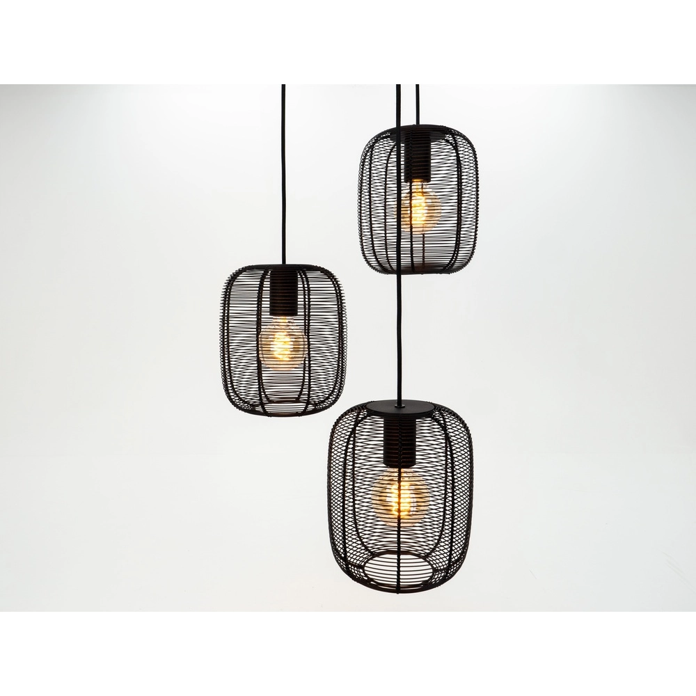 3-light wire lamp Derwen Hanging - Ø 40cm - black