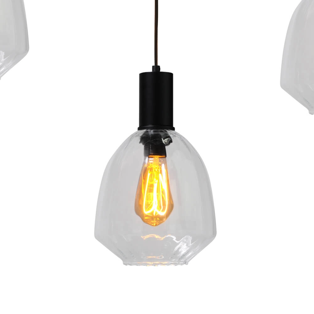 5-light hanging lamp - black - Porto with Nicolette clear lenses Masterlight 8718121270326