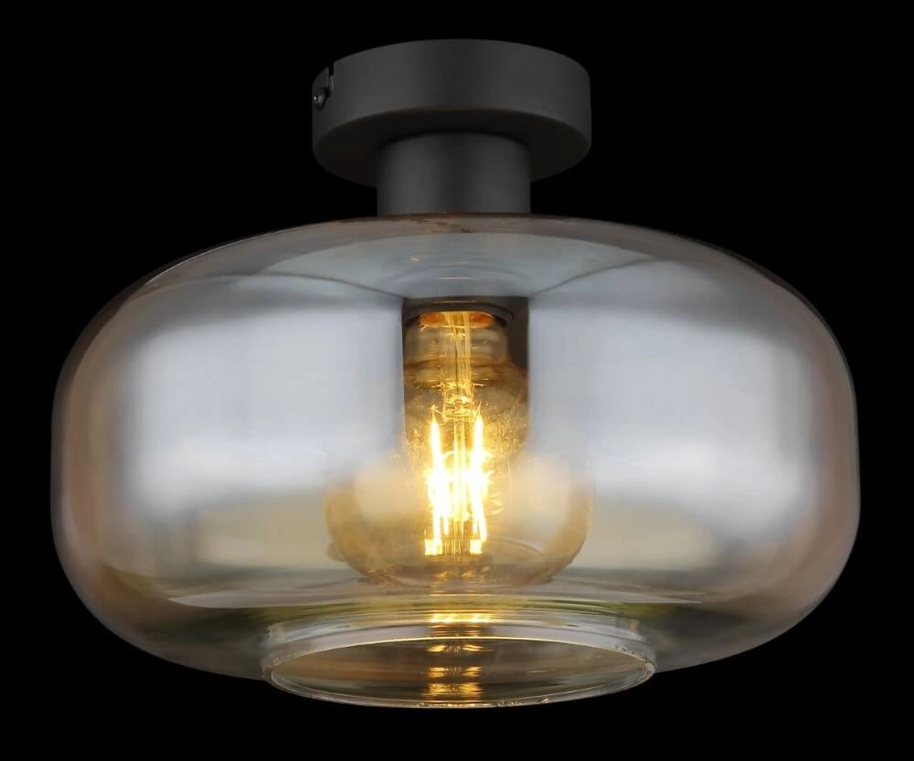 Black ceiling lamp Giuseppe amber glass Globo 9007371435227