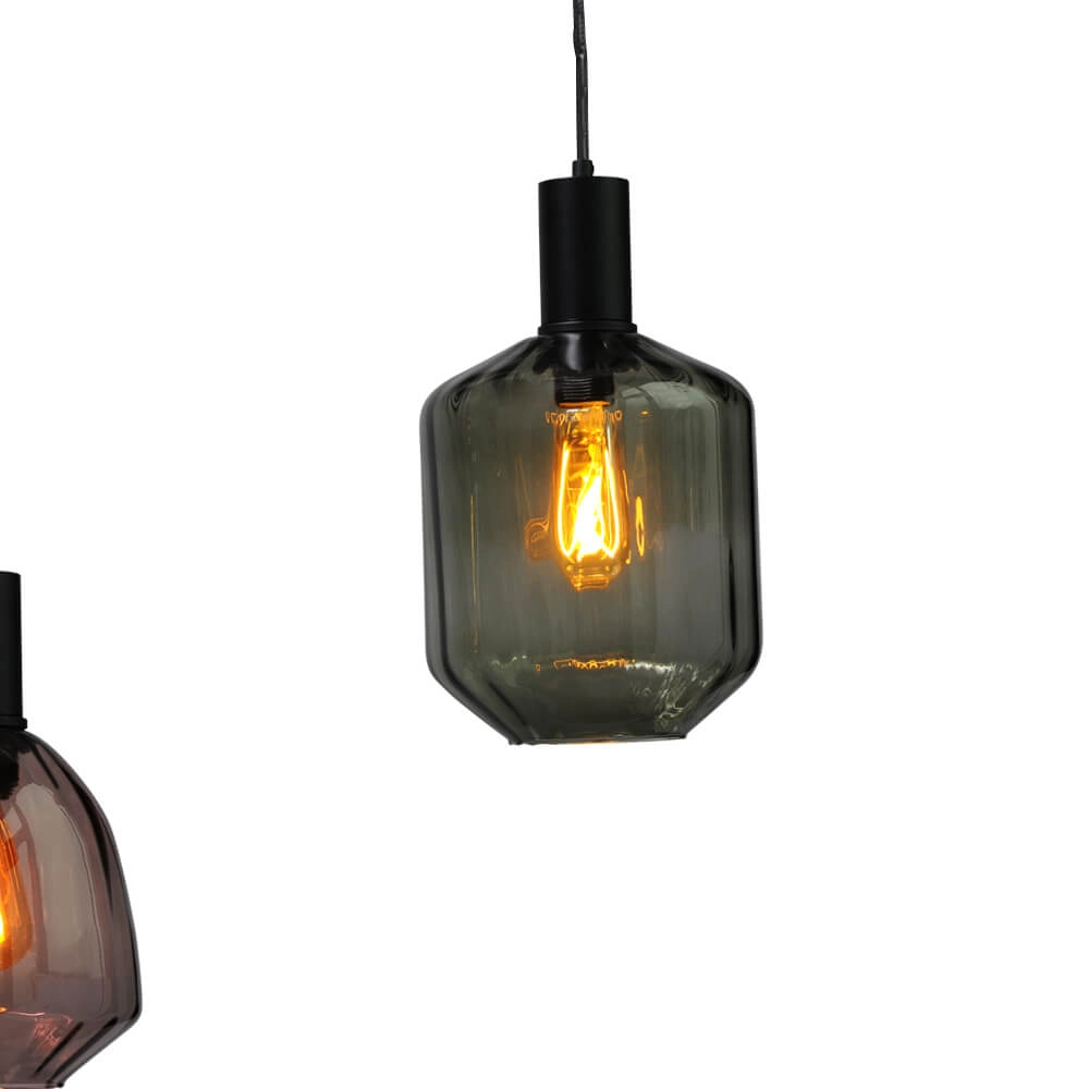 6-light hanging lamp - black - Porto with different glasses Masterlight 8718121270678