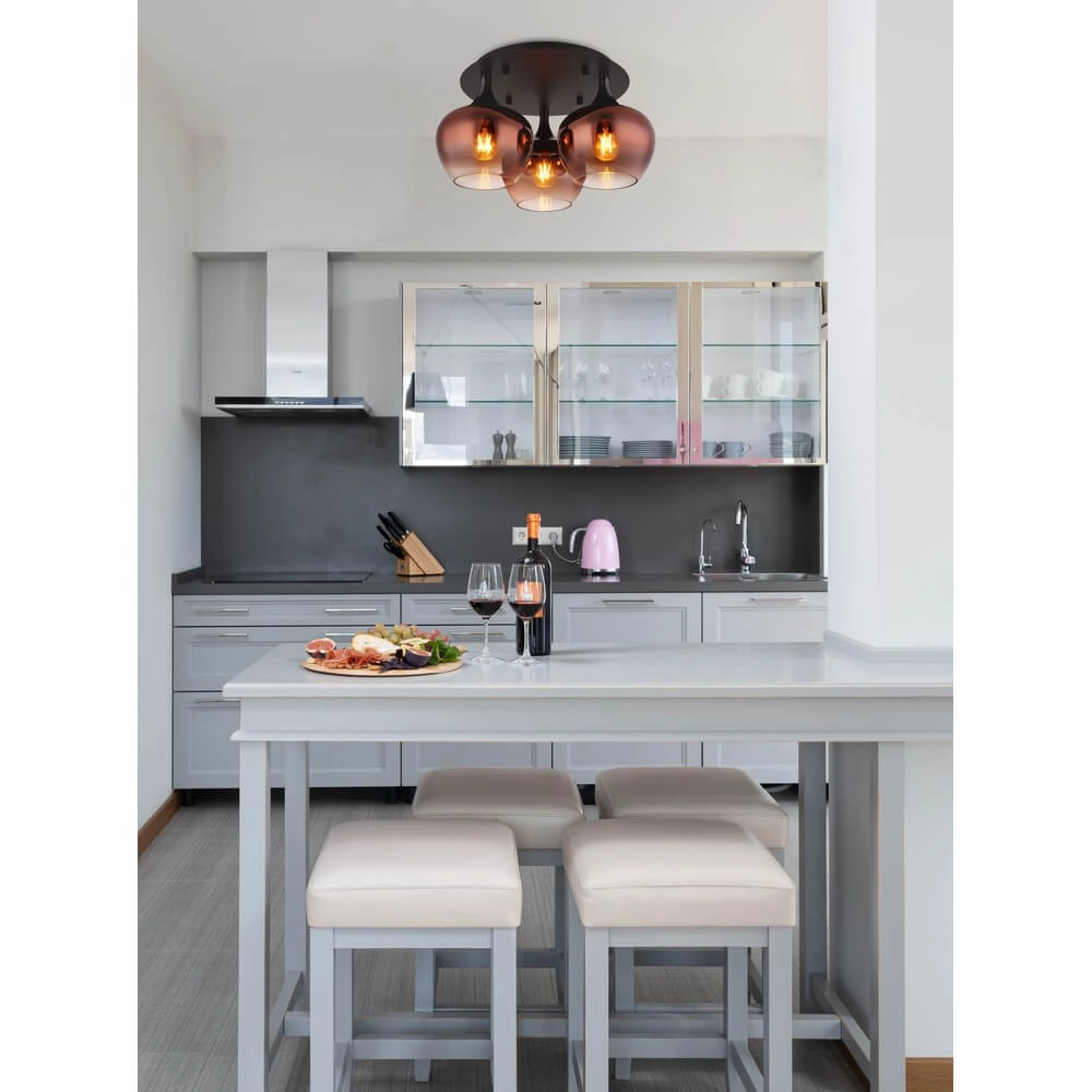Black ceiling lamp Maxy with red glass Ø 45cm Globo 9007371447978