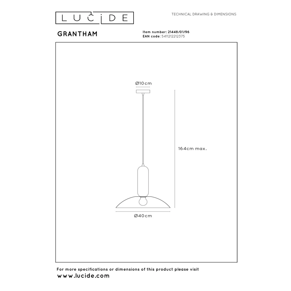 Pendant lamp Grantham coffee brown Lucide 5411212212375