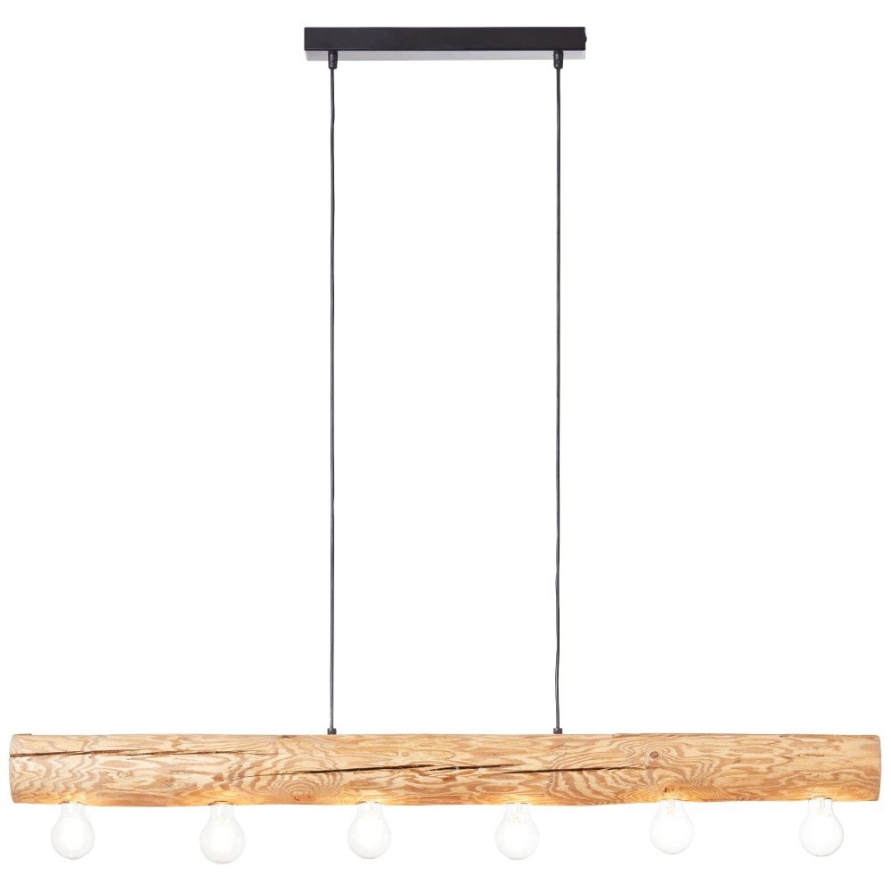 Wooden pendant lamp Trabo 6-light wood with black