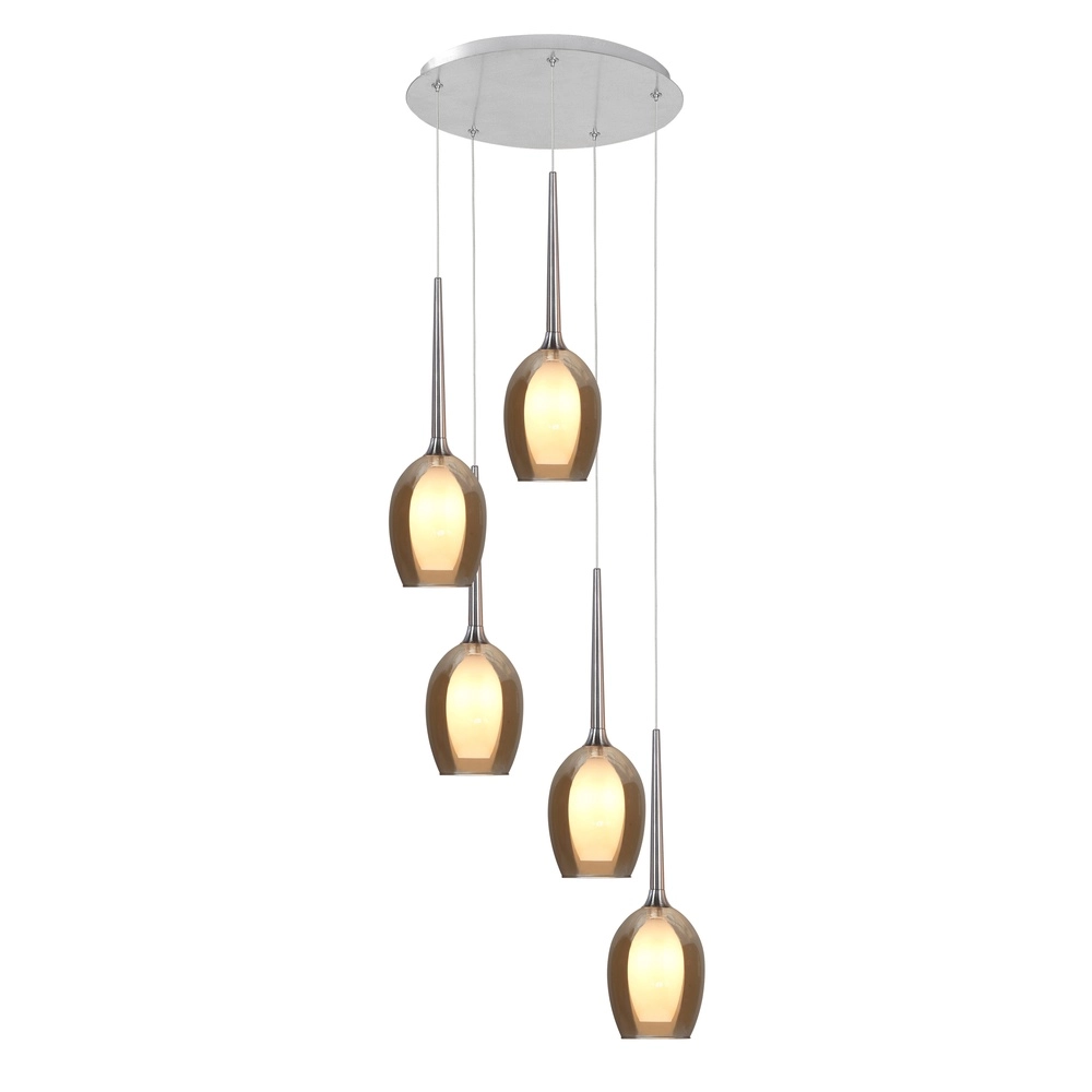 Pendant lamp Belle nickel 5-light round