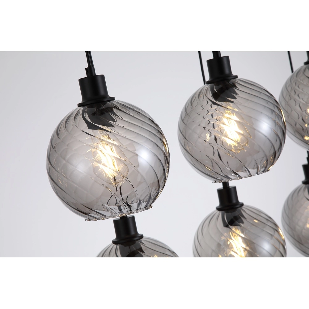 Pendant lamp Radiance 6-light black Searchlight 5053423305844