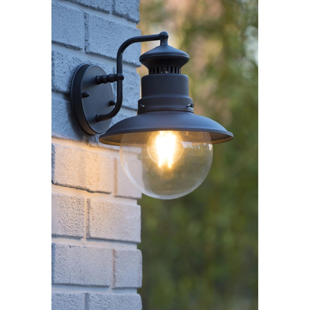 Classic wall lamp Figo Black Lucide 5411212114389