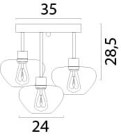 3-light ceiling lamp Genua black with gold glass Ø 24cm Masterlight 8718121357225