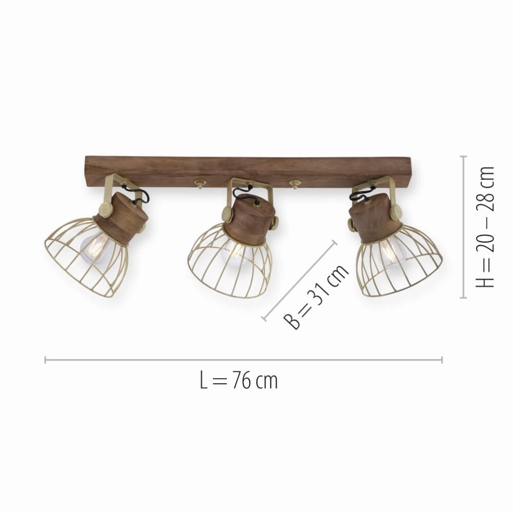 Ceiling lamp Alami Brown brass 3-lights Just Light 4043689976231