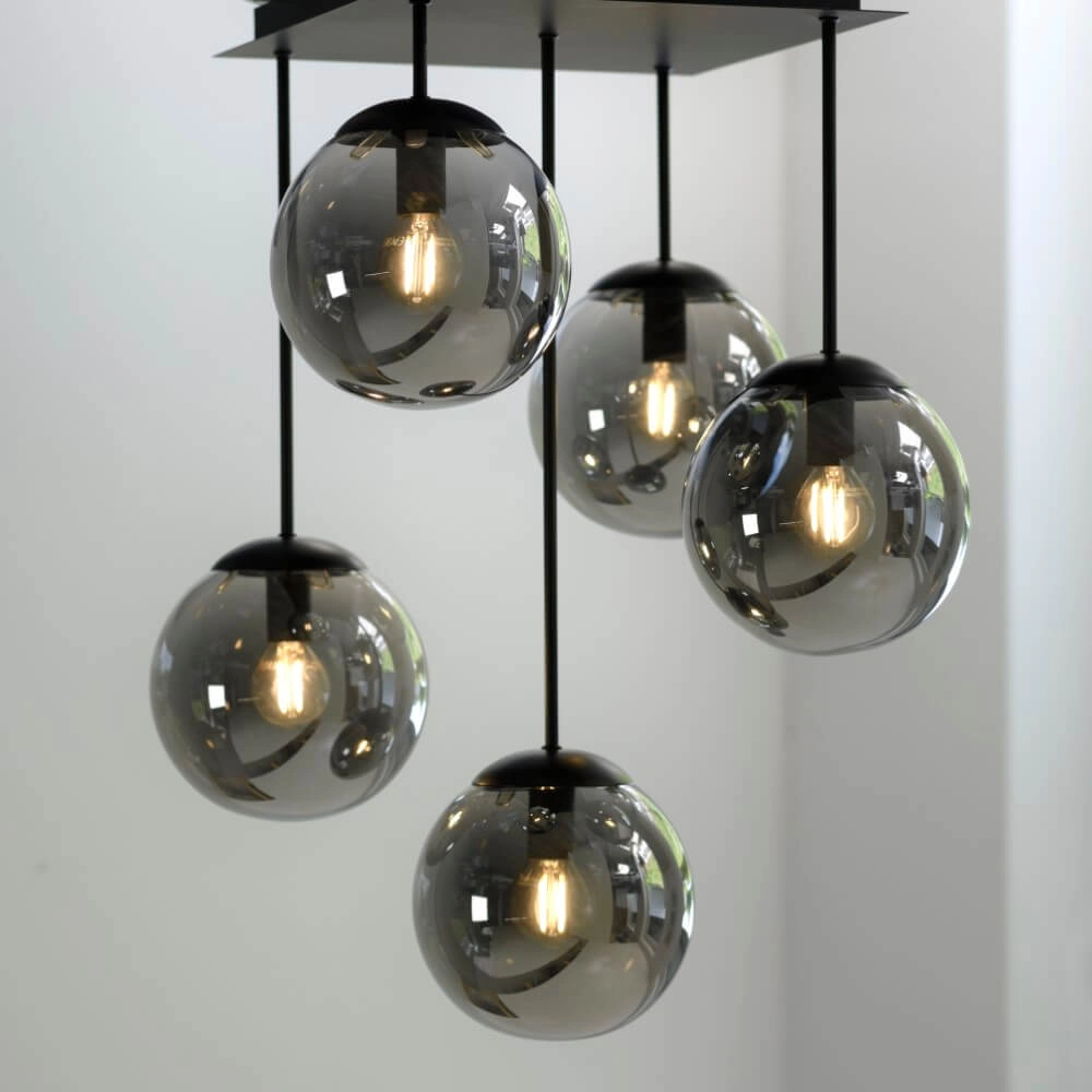 5-light ceiling lamp Big Widow black Just Light 4043689988371