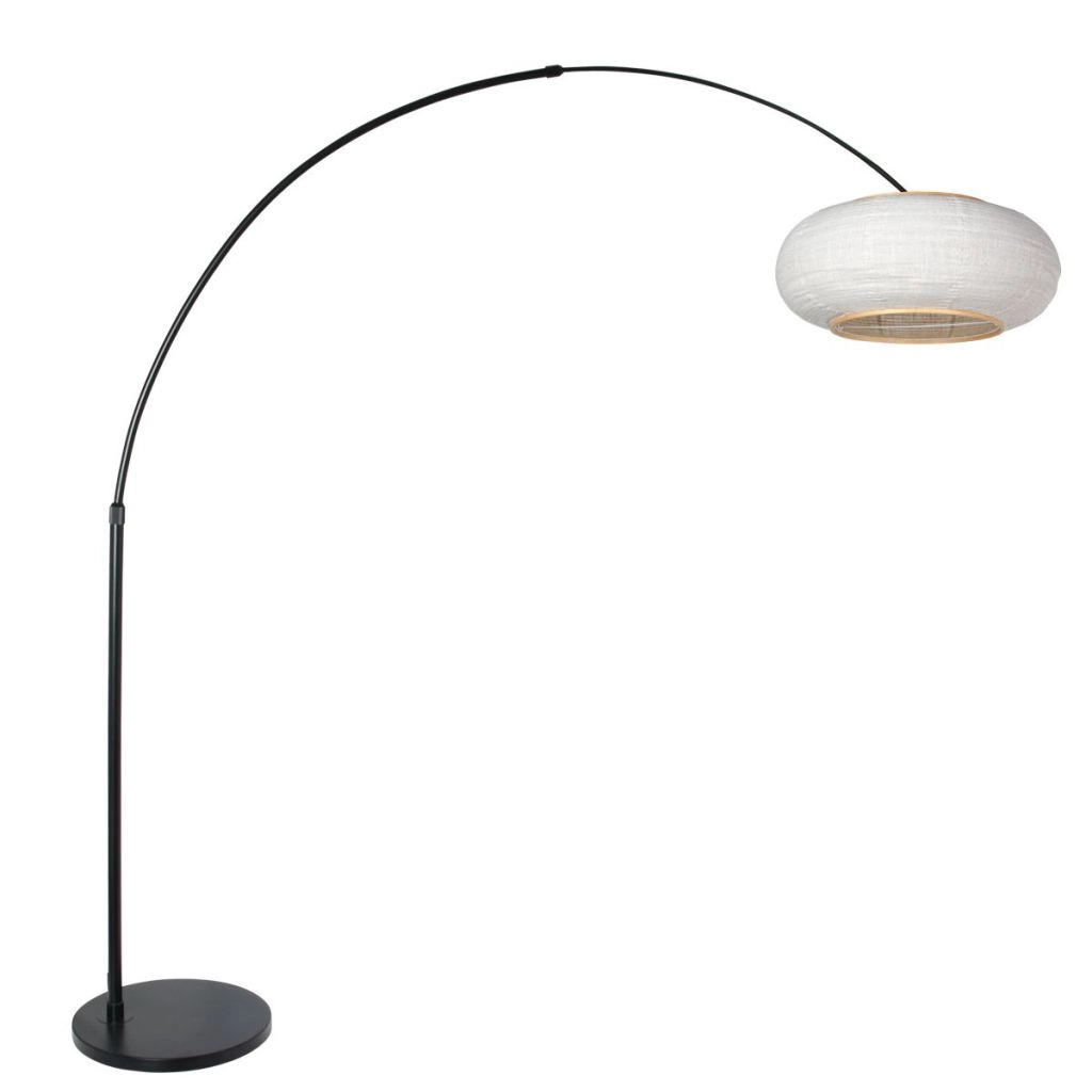Black arc lamp Silva Alba with white hood