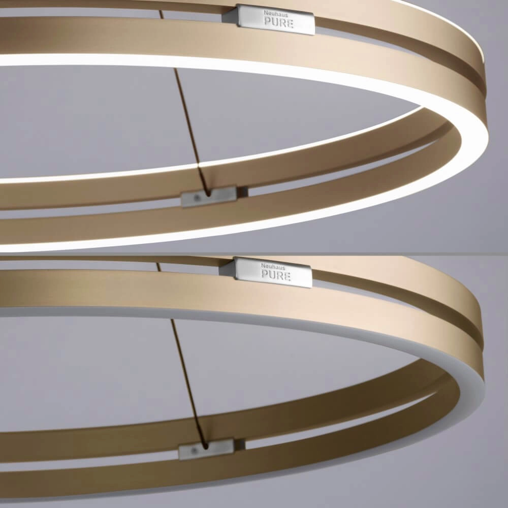 Sleek hanging lamp Pure E-Loop brass Ø 70cm Paul Neuhaus 4012248372296