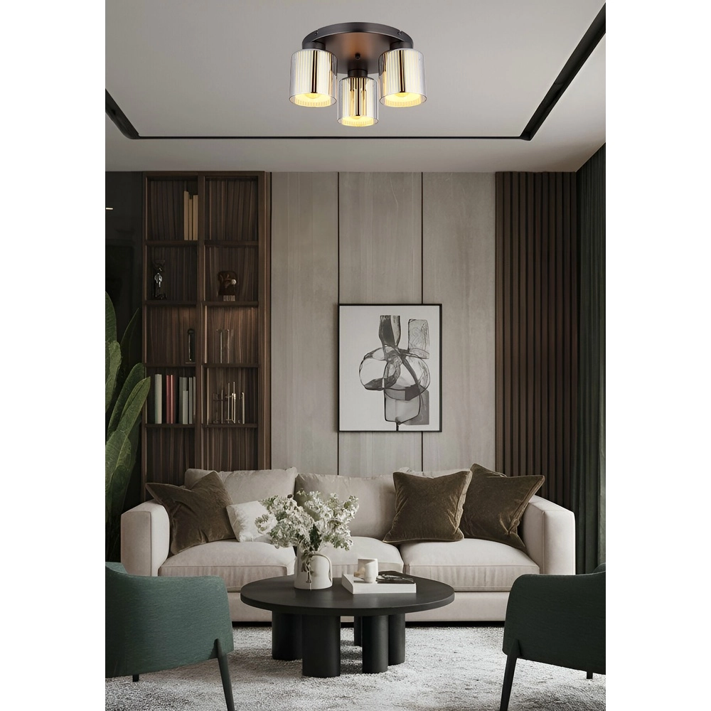 Design ceiling lamp Felicia gunmetal 3-lights Globo 9007371531950