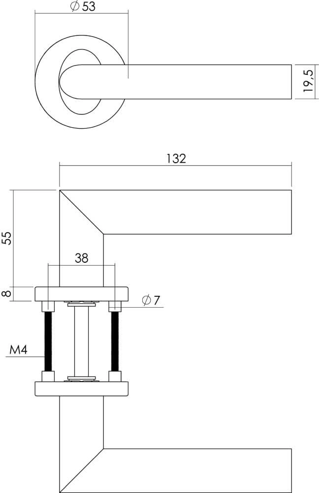 Door handle Girona rosette with ridge stainless steel Intersteel 8714186159897