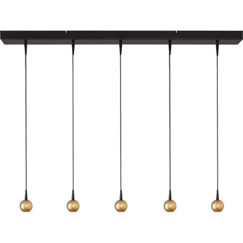 5-light pendant lamp Talana black with gold Ø 6cm DTW