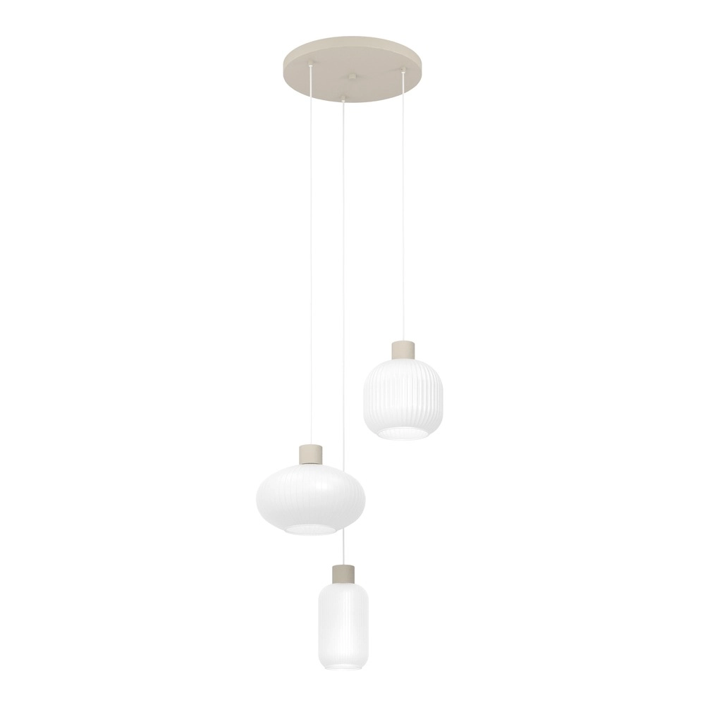 Design pendant lamp Dasmina sand brown with white 3-lights