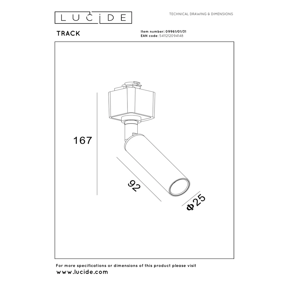 Rail spot Track Keoni 1-phase white Lucide 5411212094148