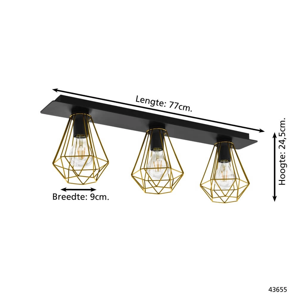Ceiling light Tarbes 2 black with gold Eglo 9002759436551