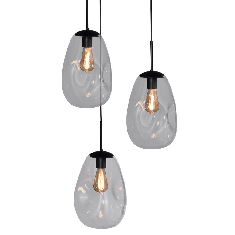 Pendant hanging lamp Lava 3x clear glass Ø 22.5cm Masterlight 8718121286396