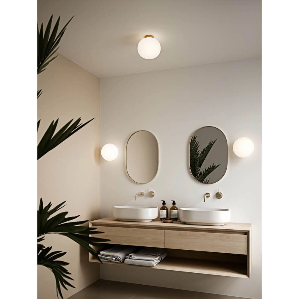 Glass ceiling lamp Alton brass with white glass Nordlux 5704924001062