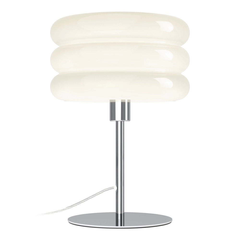 Design table lamp Tortora chrome with white Ø 20cm