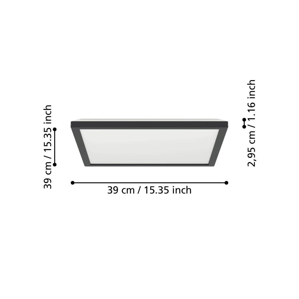 Bathroom ceiling light Rovito Square - Black - 39x39cm Eglo 9008606329885