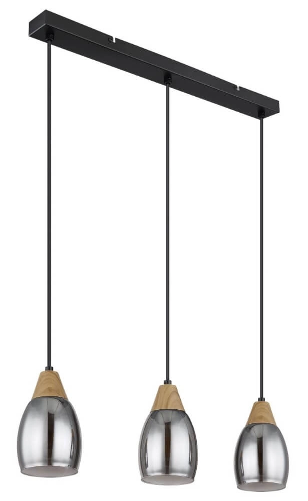 3-light pendant lamp Reid smoke glass Globo 9007371441730