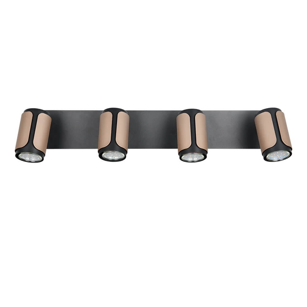 4-light surface-mounted spot Gillan black with brown Trio 4017807640458