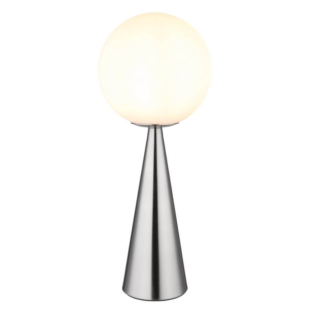 Table lamp Pinpal nickel with white convex glass