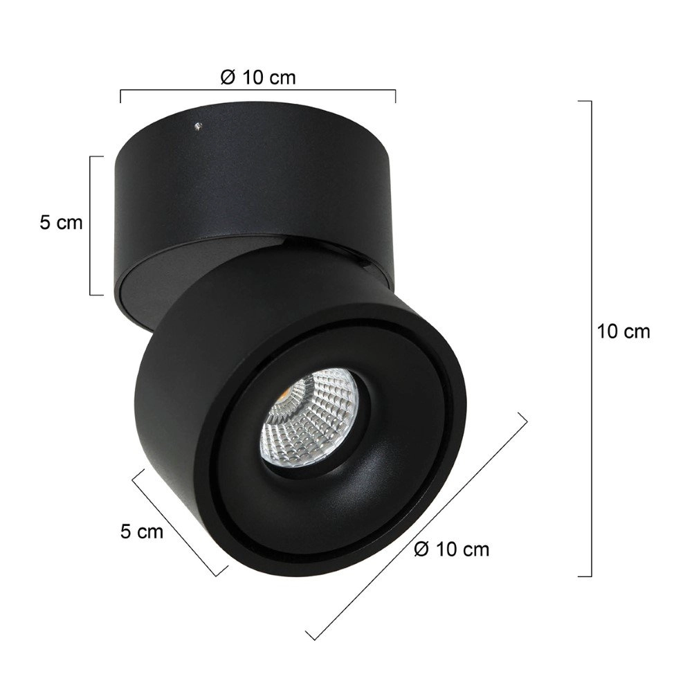 Sleek surface-mounted spot Fez Black black Steinhauer 8712746132496
