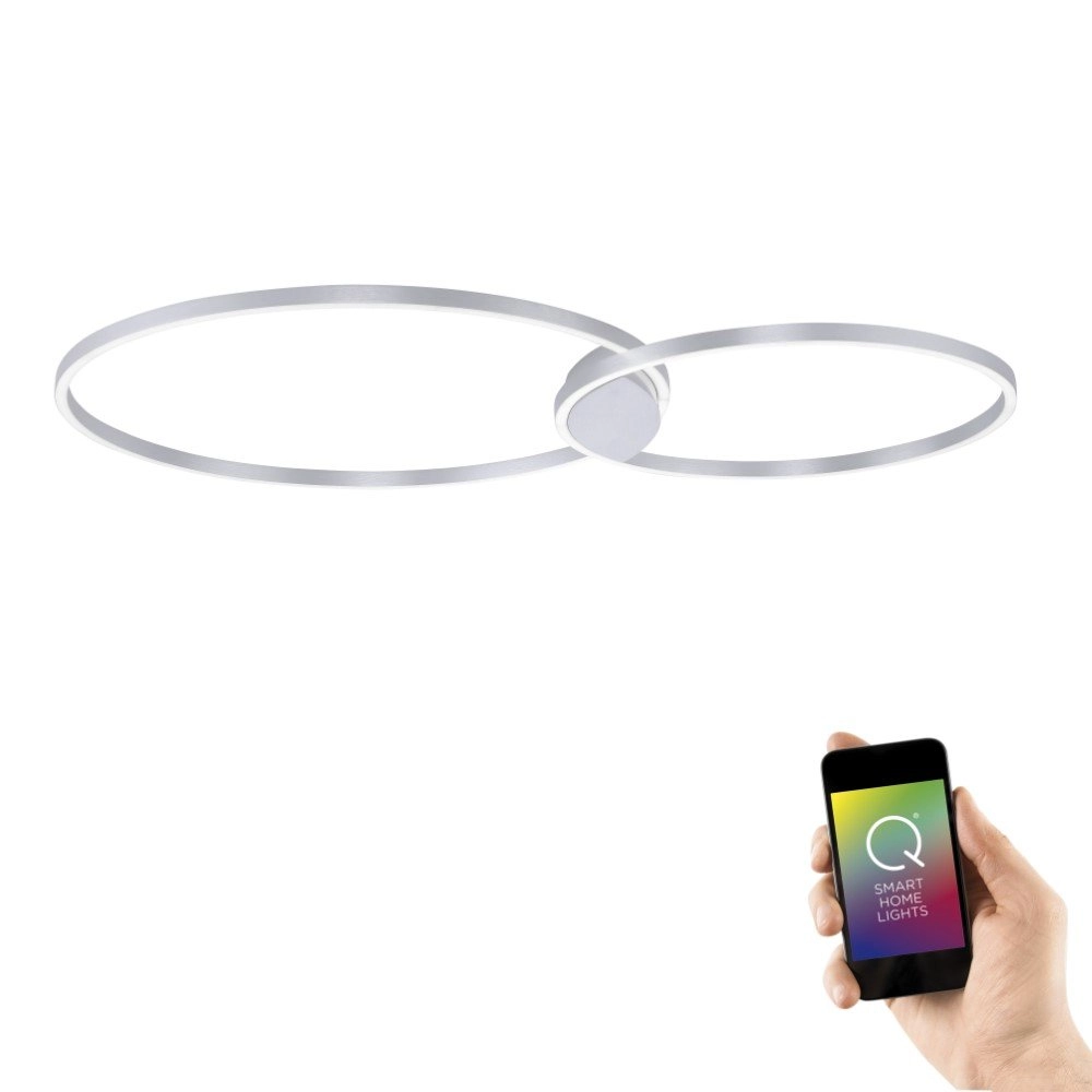 Design ceiling lamp Q-Kate 2-ring 124cm gray Paul Neuhaus 4012248333556
