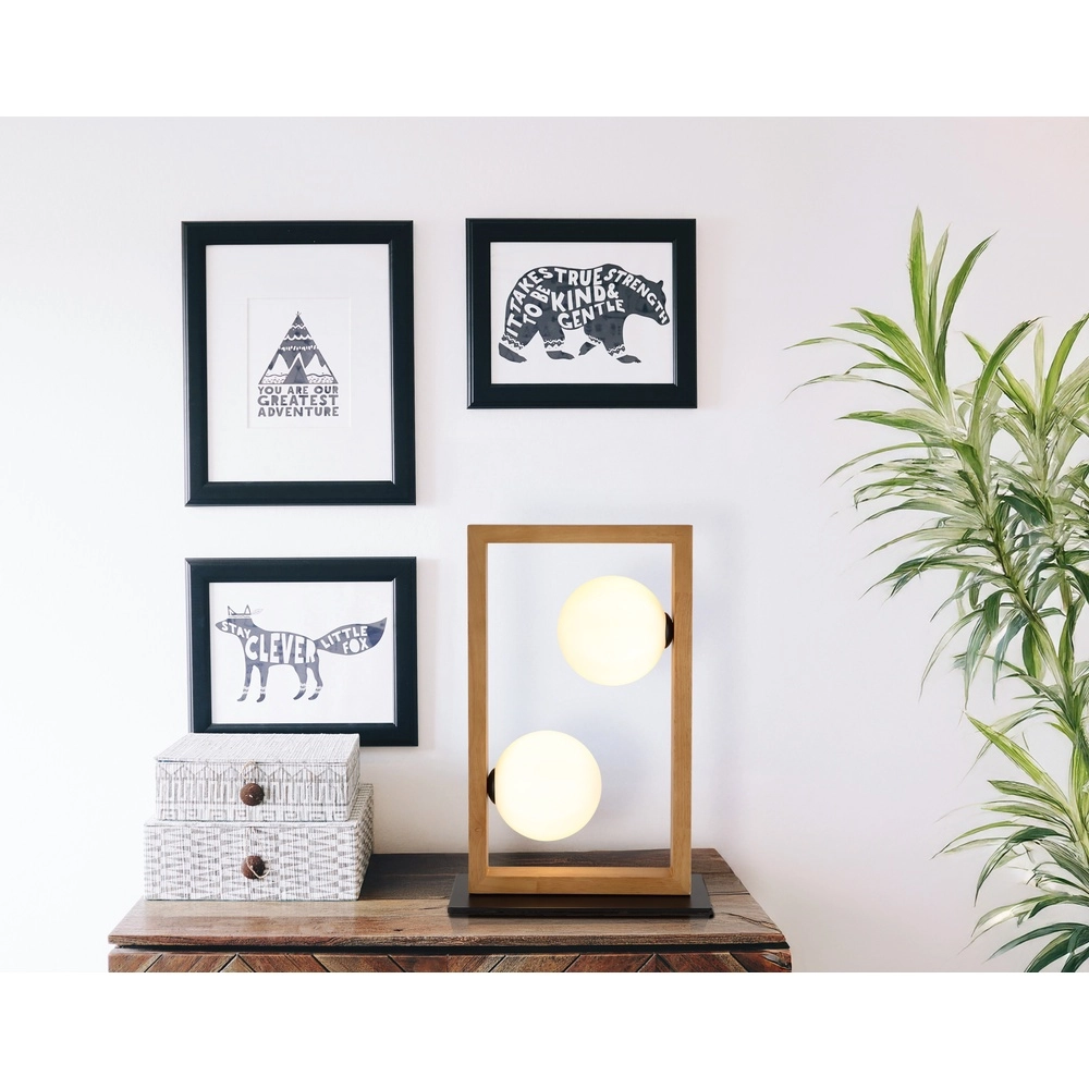 Modern table lamp Nanda black with wood Globo 9007371510948