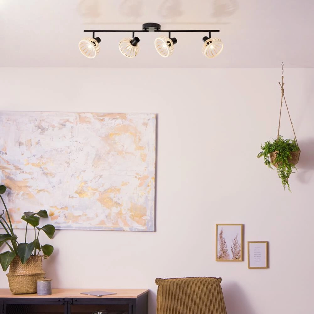 Wooden ceiling lamp Norah 4-light Brilliant 4004353409547